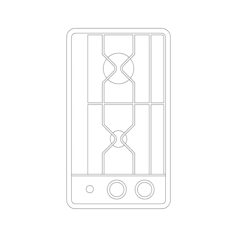2 Stove Burner Rec DWG CAD block thumbnail — kitchen drawing