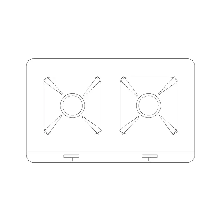 2 Stove Burner Square 1 DWG CAD block thumbnail — kitchen drawing