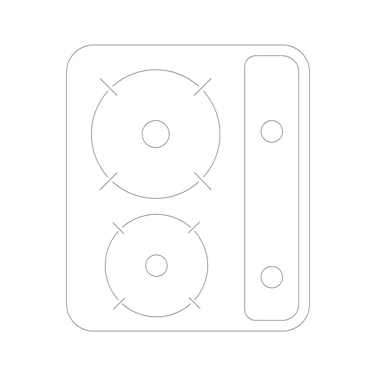 2 Stove Burner DWG CAD block thumbnail — kitchen drawing