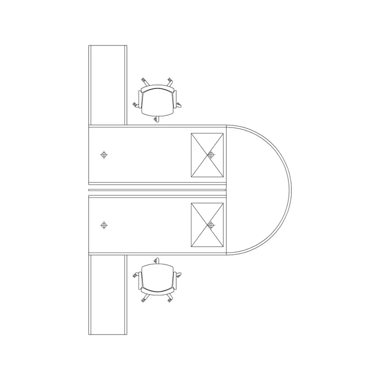 2 Workstation With Side Rack DWG CAD block thumbnail — office drawing