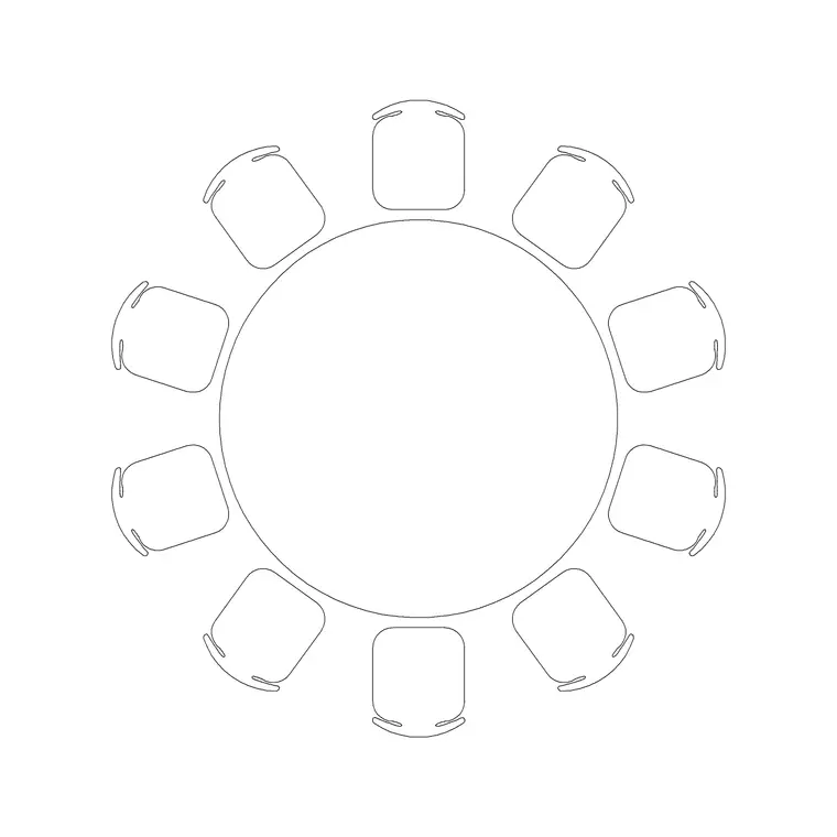 2000mm Dia Circular Table 10P DWG CAD block thumbnail — furniture drawing