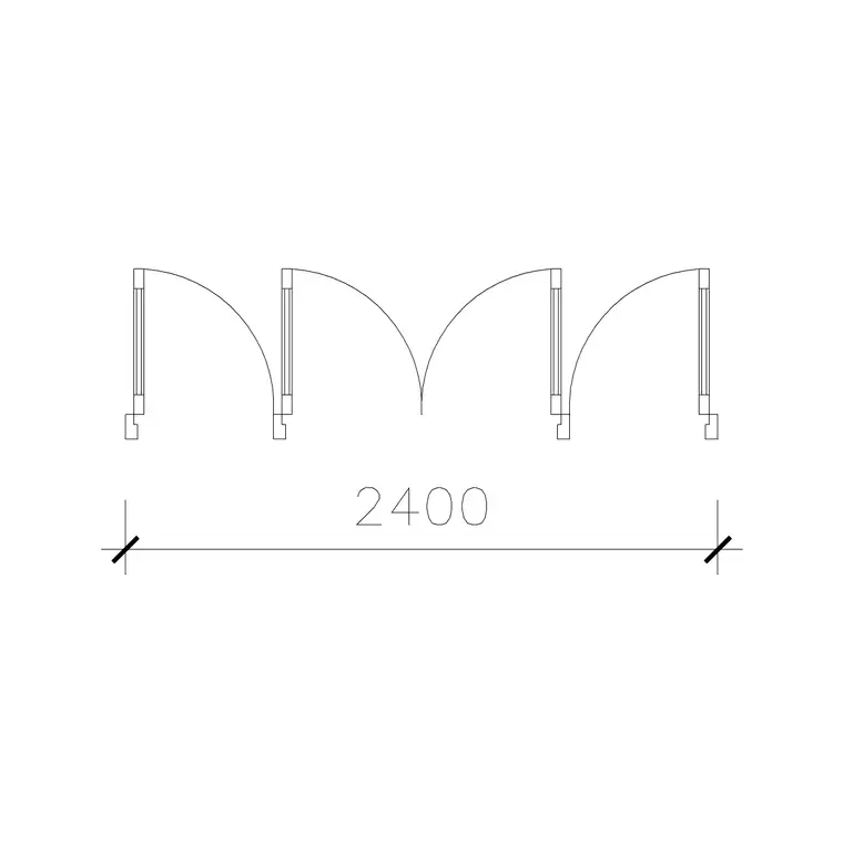 2400 Mm Wide Door Opening DWG CAD block thumbnail — doors drawing
