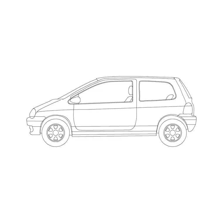 3 Door Car DWG CAD block thumbnail — vehicles drawing