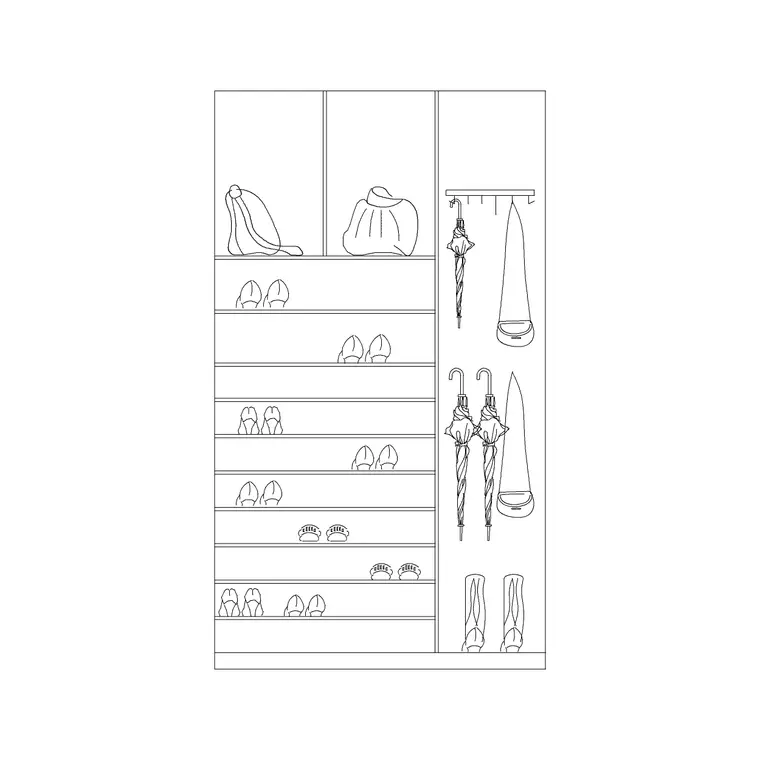 3 Door Wardrobe DWG CAD block thumbnail — furniture drawing