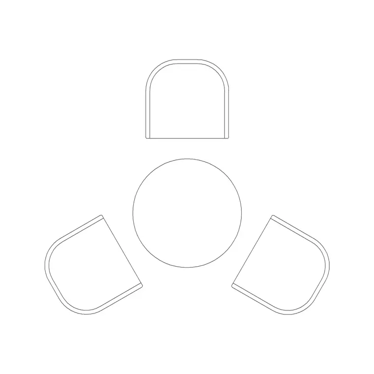 3 Person Dining Table DWG CAD block thumbnail — furniture drawing