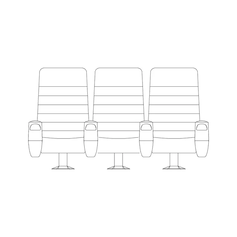 3 Seater Front Ele Type A DWG CAD block thumbnail — furniture drawing