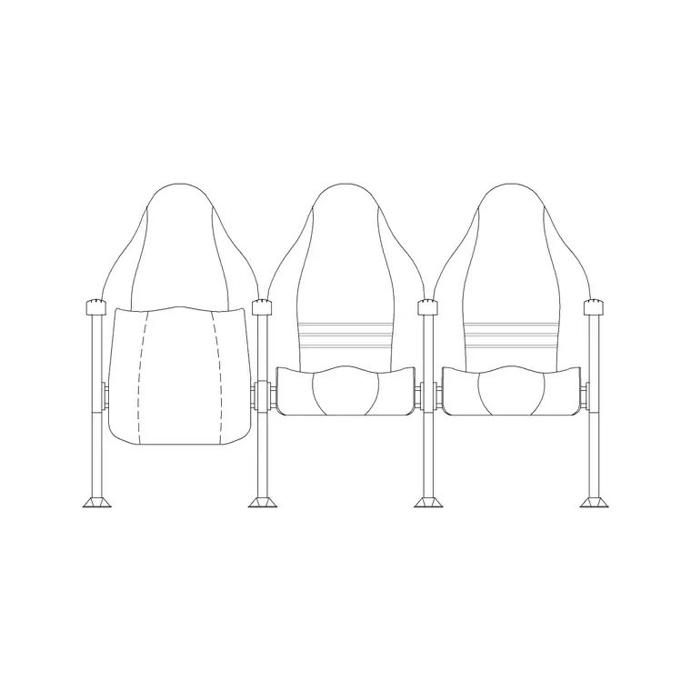 3 Seater Front Ele DWG CAD block thumbnail — furniture drawing