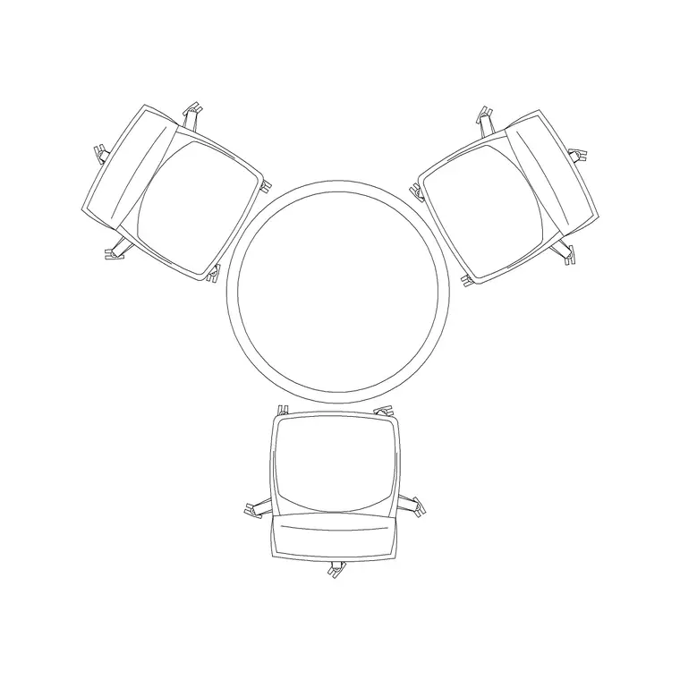 3P Round Table DWG CAD block thumbnail — office drawing