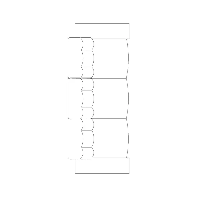 3P Sofa DWG CAD block thumbnail — furniture drawing