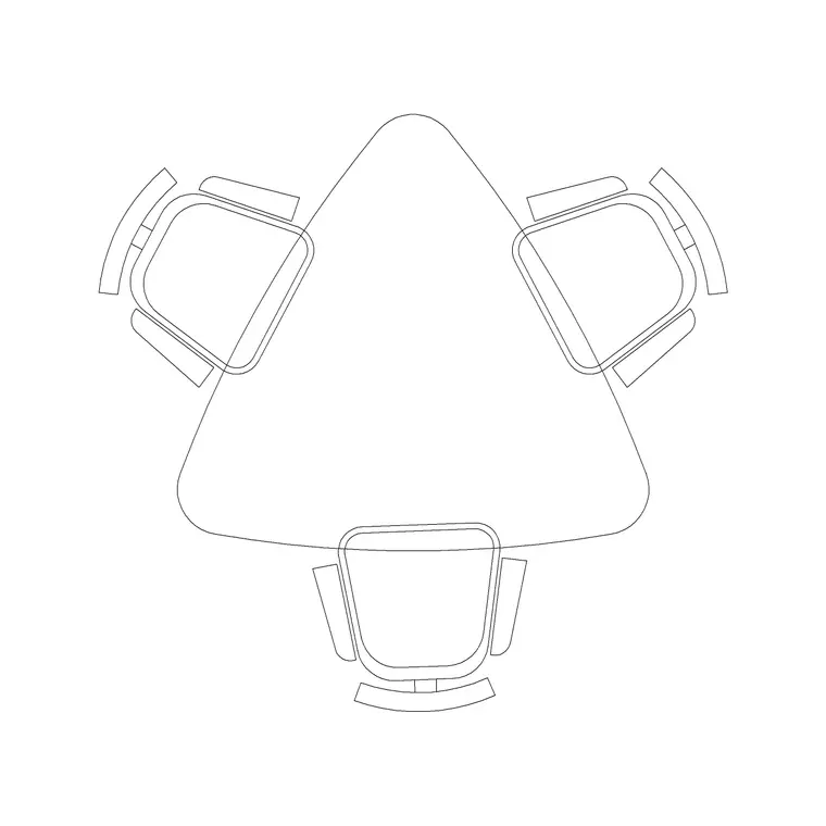 3P Triangular Table DWG CAD block thumbnail — office drawing