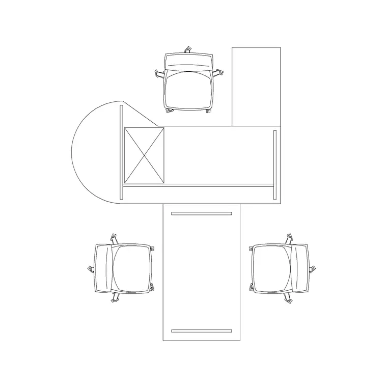 3P Workstation DWG CAD block thumbnail — office drawing