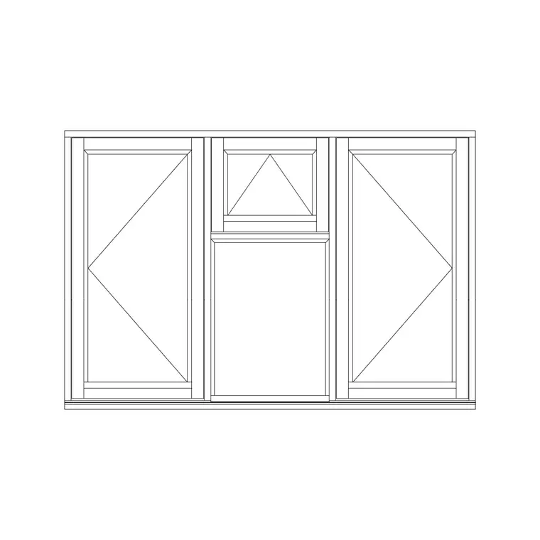 3 Shutter Openable Window CAD block DWG — plan and elevation view