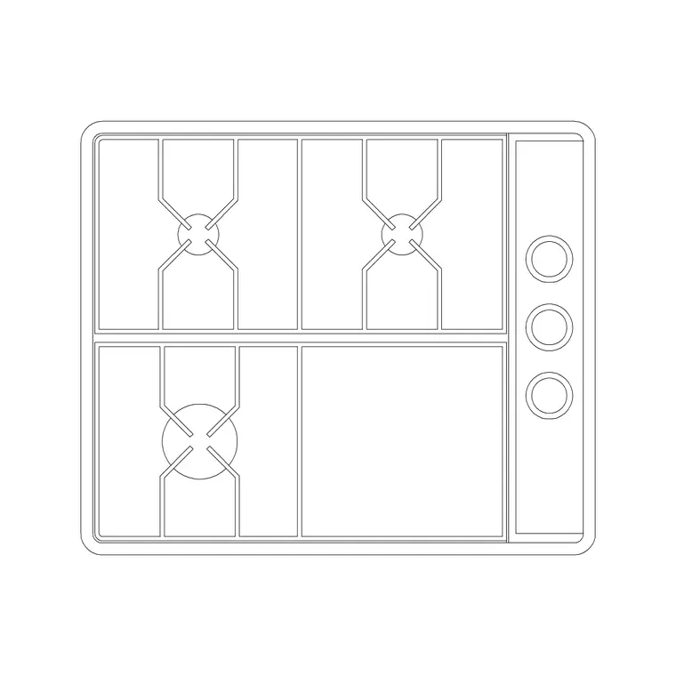 3 Stove Burner Modern Style DWG CAD block thumbnail — kitchen drawing