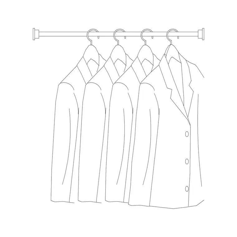 3 Suit Hanged With Rod DWG CAD block thumbnail — accessories drawing