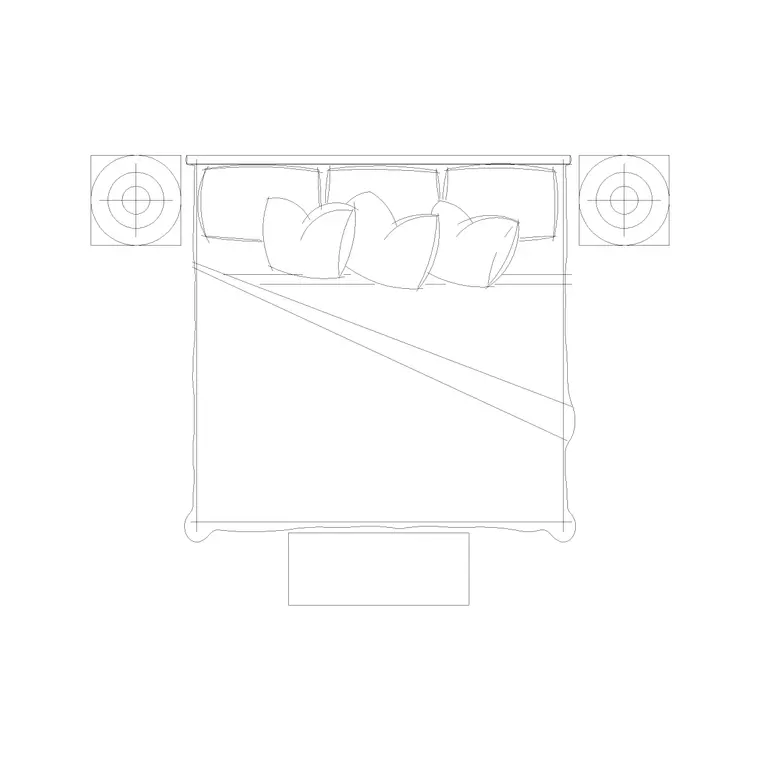 3200X2095 King Size Bed DWG CAD block thumbnail — bedroom drawing