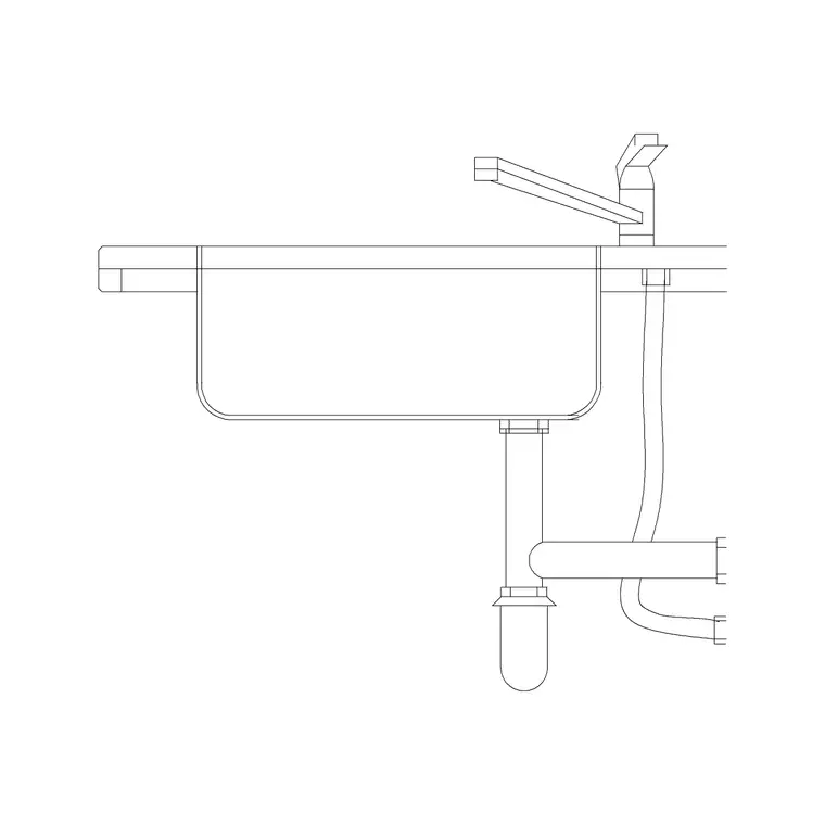 350mm Sink Elevation Square DWG CAD block thumbnail — sinks & faucets drawing