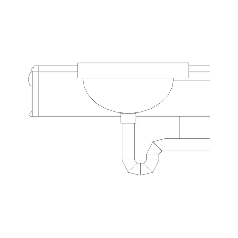 370mm Sink Elevation DWG CAD block thumbnail — sinks & faucets drawing