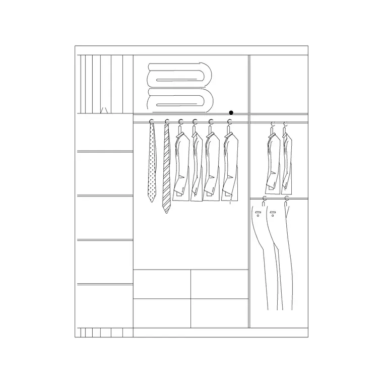 4 Door Wardrobe Type B DWG CAD block thumbnail — furniture drawing