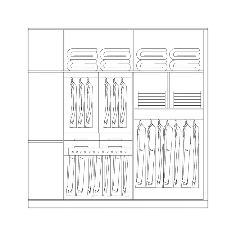 4 Door Wardrobe DWG CAD block thumbnail — furniture drawing
