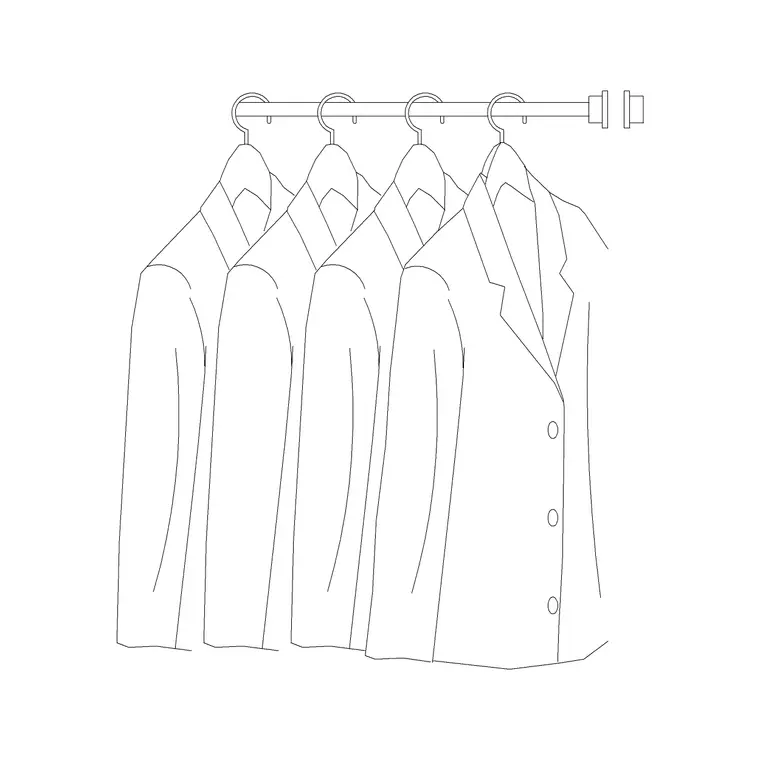 4 Hanged Dress Side DWG CAD block thumbnail — accessories drawing