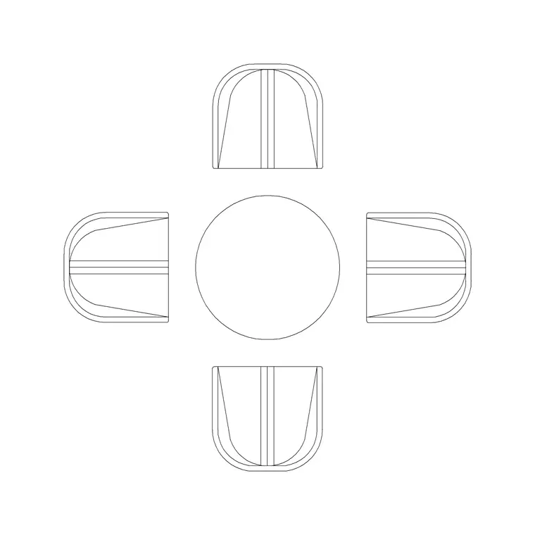 4 Person Round Dining Table DWG CAD block thumbnail — furniture drawing