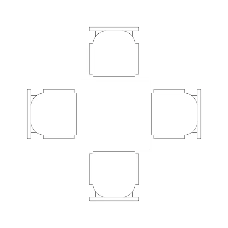 4 Person Sqaure Dining Table DWG CAD block thumbnail — furniture drawing
