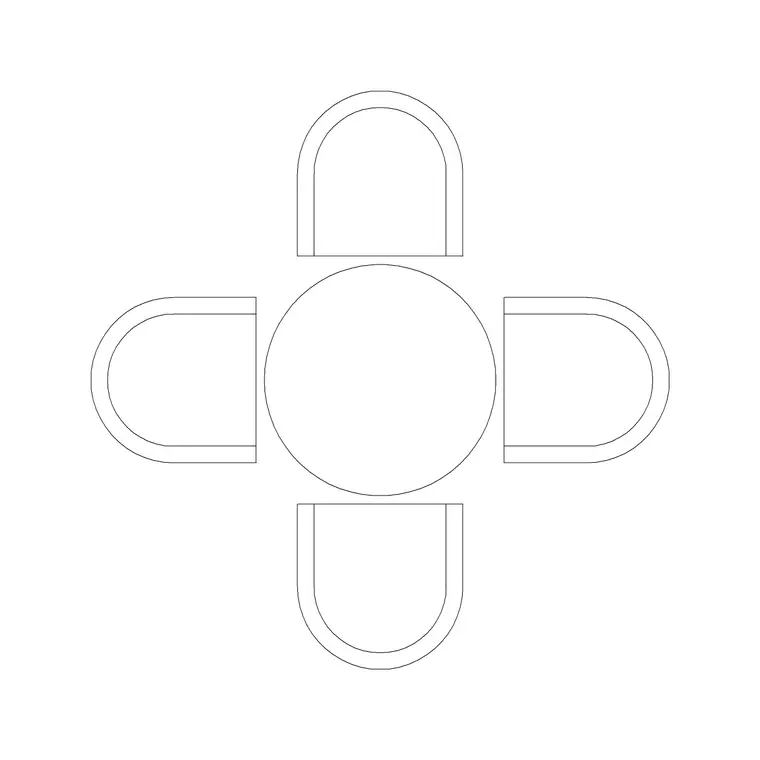 4P Circular Dining Table (2) DWG CAD block thumbnail — furniture drawing