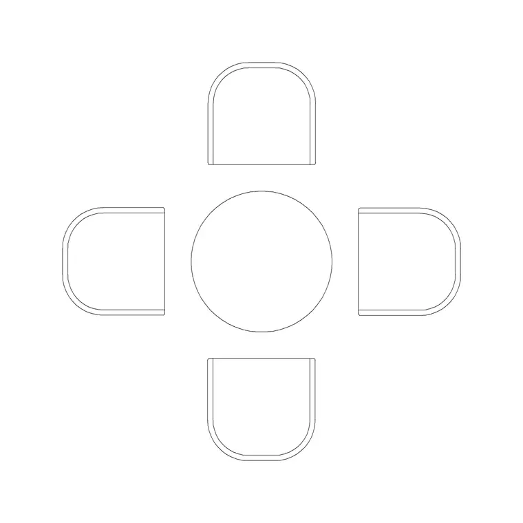 4P Circular Dining Table DWG CAD block thumbnail — furniture drawing