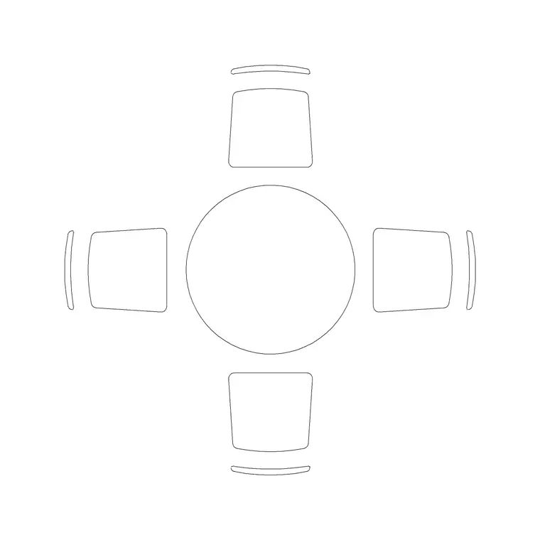 4P Dining Table Luxury Seat And Table DWG CAD block thumbnail — furniture drawing