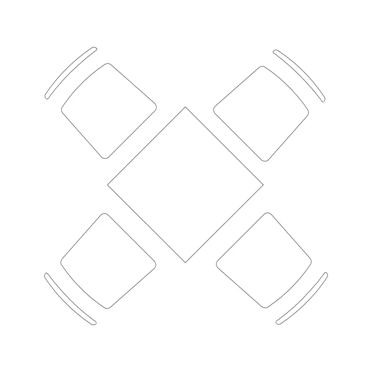 4P Dining Table Luxury Seat DWG CAD block thumbnail — furniture drawing