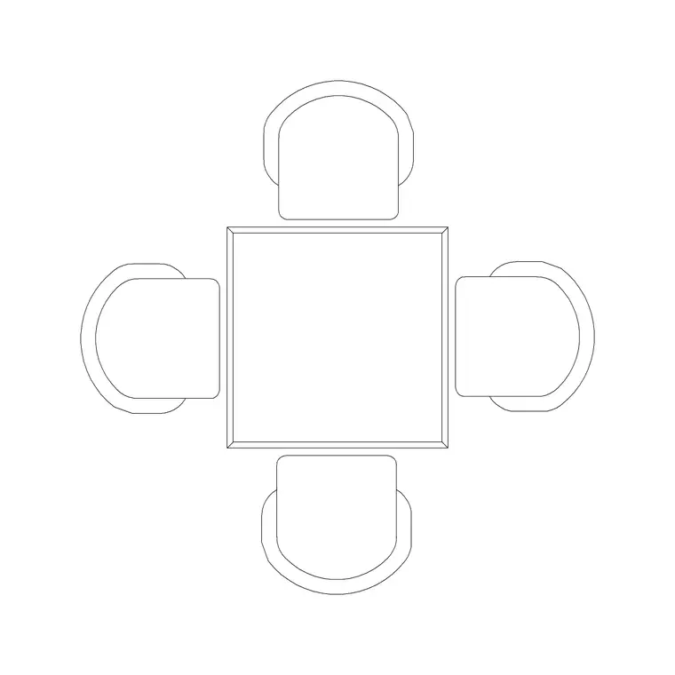 4P Dining Table DWG CAD block thumbnail — furniture drawing