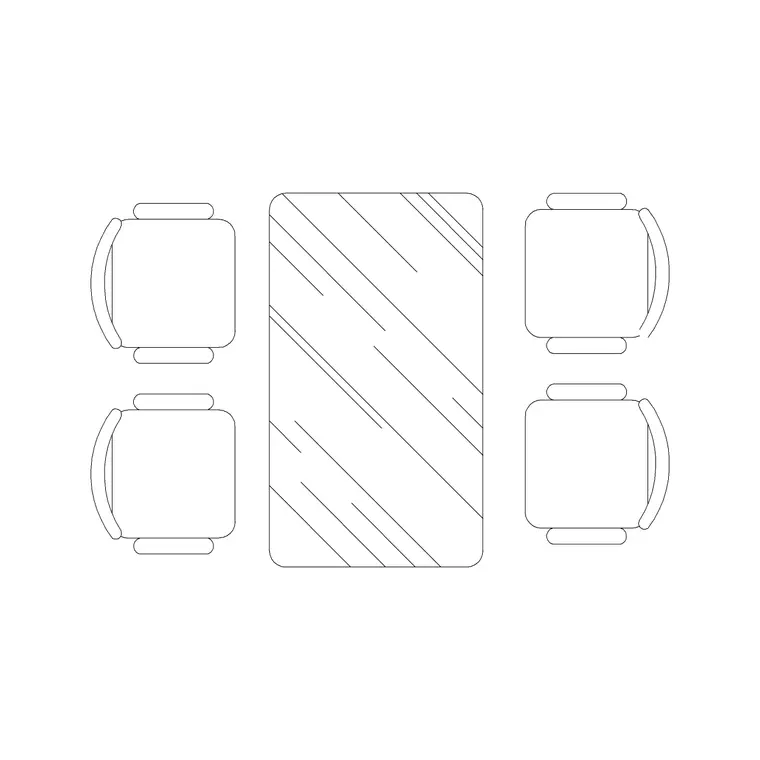 4P Glass Dining Table DWG CAD block thumbnail — furniture drawing