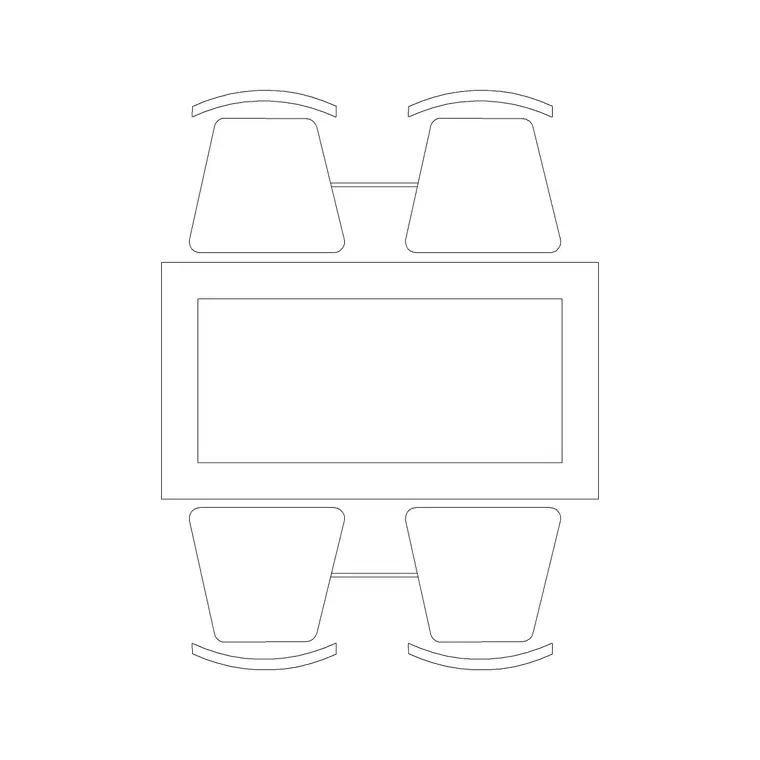 4P Rec Glass Dining Table (2) DWG CAD block thumbnail — furniture drawing