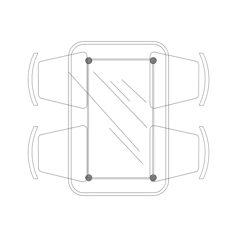 4P Rec Glass Dining Table DWG CAD block thumbnail — furniture drawing