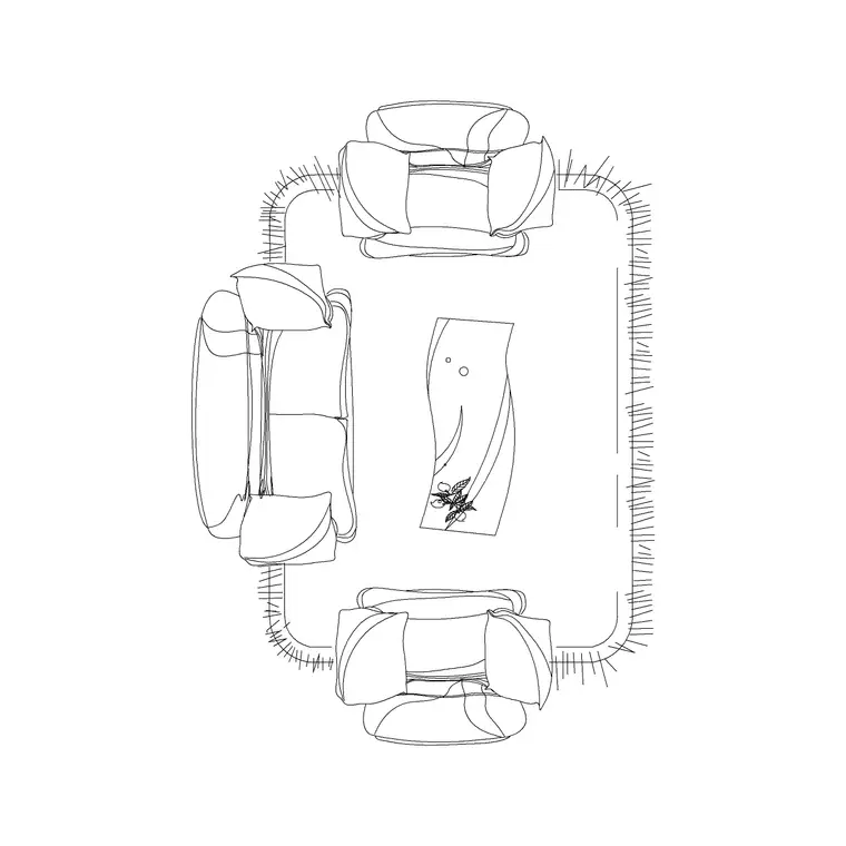 4 Seater Sofa With Rug DWG CAD block thumbnail — furniture drawing