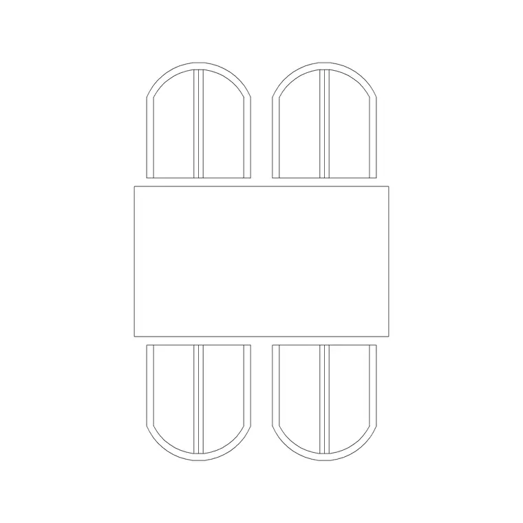 4P Sqaure Dining Table DWG CAD block thumbnail — furniture drawing