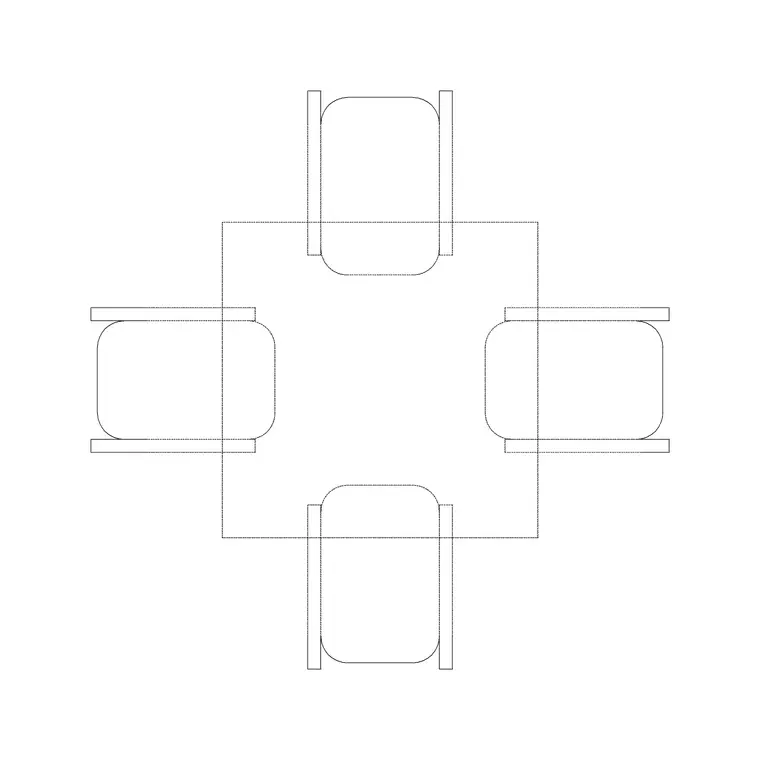 4P Sqaure Table Outdoor Fur DWG CAD block thumbnail — outdoor drawing