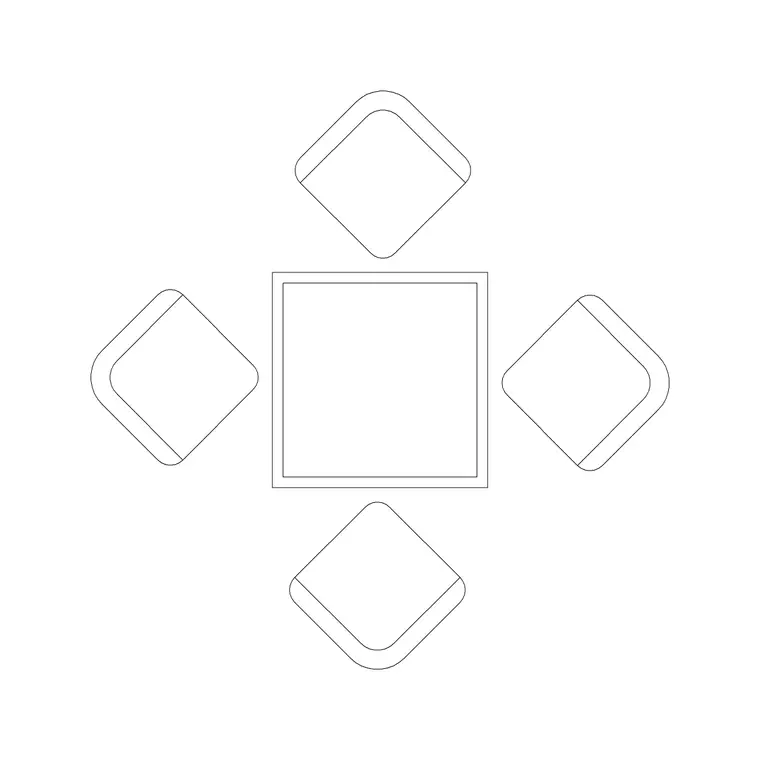 4P Wooden Dining Table DWG CAD block thumbnail — furniture drawing