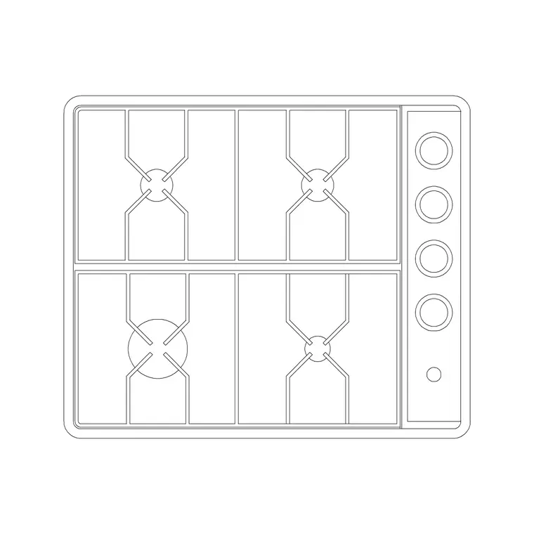 4 Stove Burner Classical Style 2 DWG CAD block thumbnail — kitchen drawing