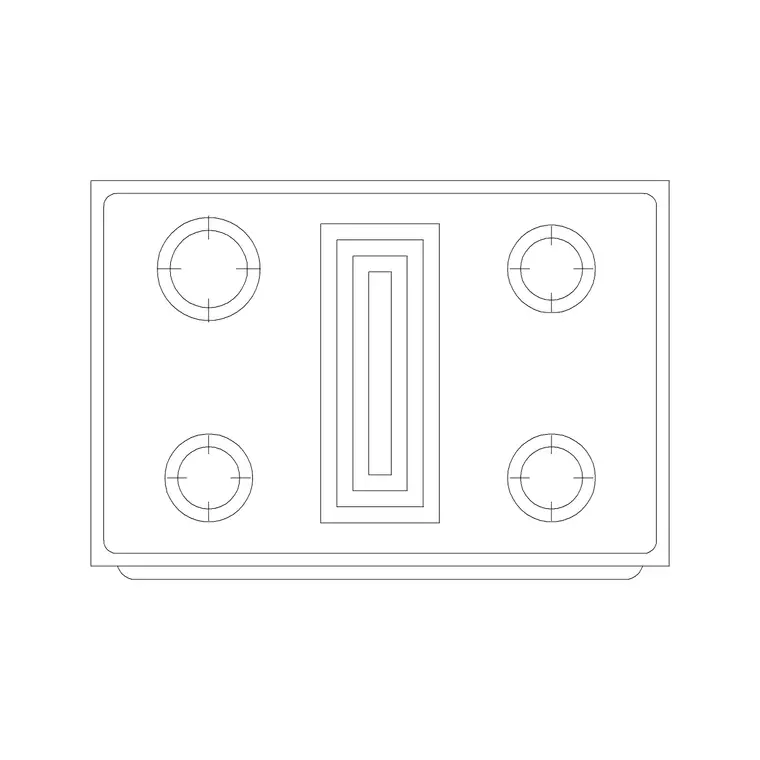 4 Stove Burner Rec Modern DWG CAD block thumbnail — kitchen drawing