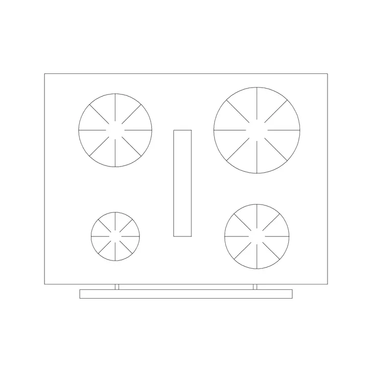 4 Stove Burner Rec DWG CAD block thumbnail — kitchen drawing