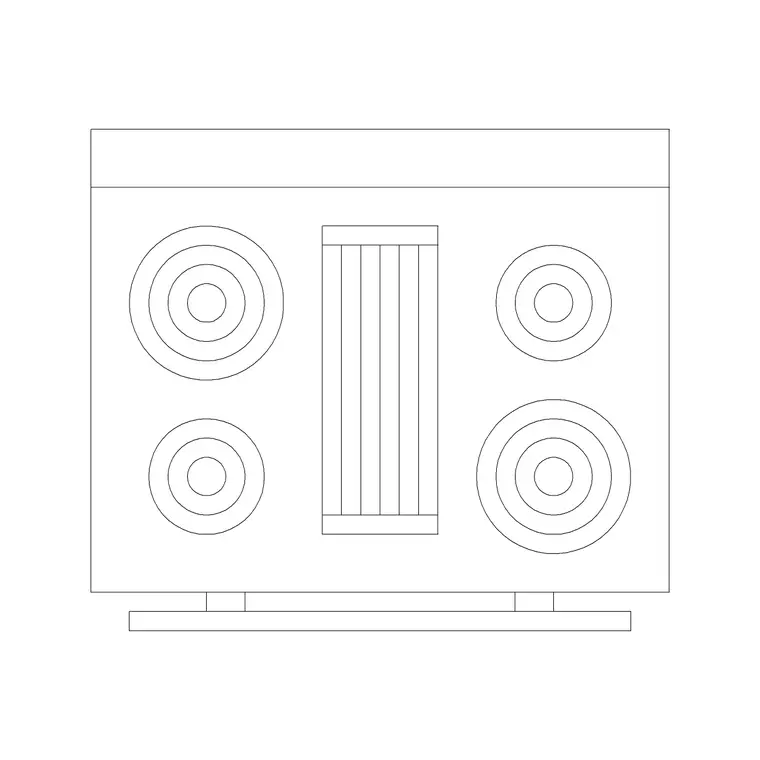 4 Stove Burner Sqaure 1 DWG CAD block thumbnail — kitchen drawing