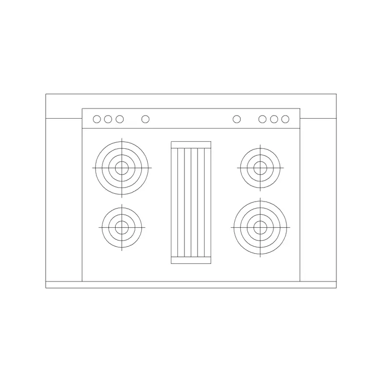 4 Stove Burner Sqaure 2 DWG CAD block thumbnail — kitchen drawing