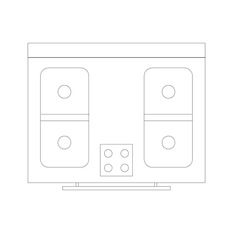 4 Stove Burner Sqaure 3 DWG CAD block thumbnail — kitchen drawing