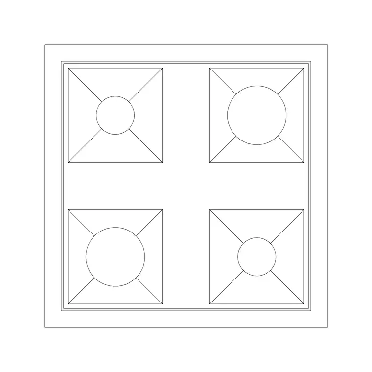 4 Stove Burner Sqaure Classical DWG CAD block thumbnail — kitchen drawing