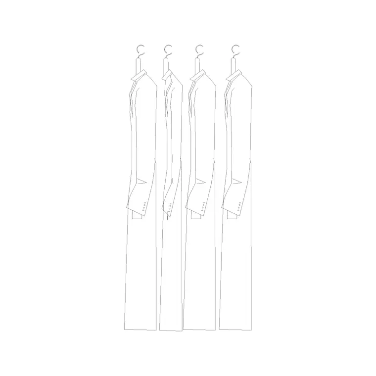 4 Suits Hanged DWG CAD block thumbnail — accessories drawing