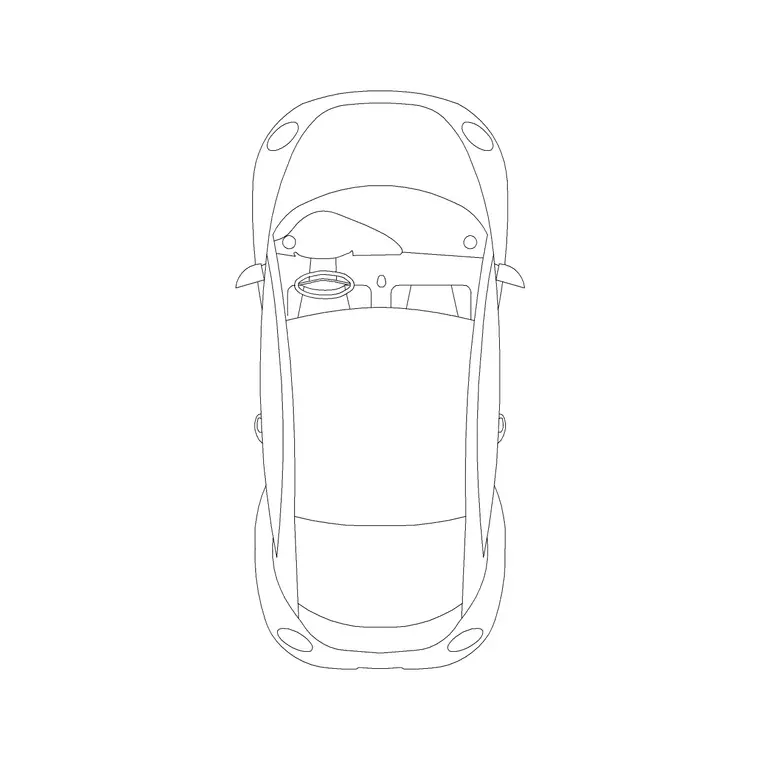 4 Wheeler Car Plan (3) DWG CAD block thumbnail — vehicles drawing