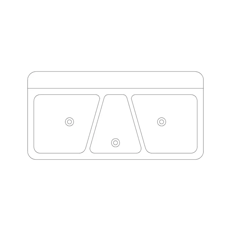 42'' Triple Sink Pv DWG CAD block thumbnail — sinks & faucets drawing