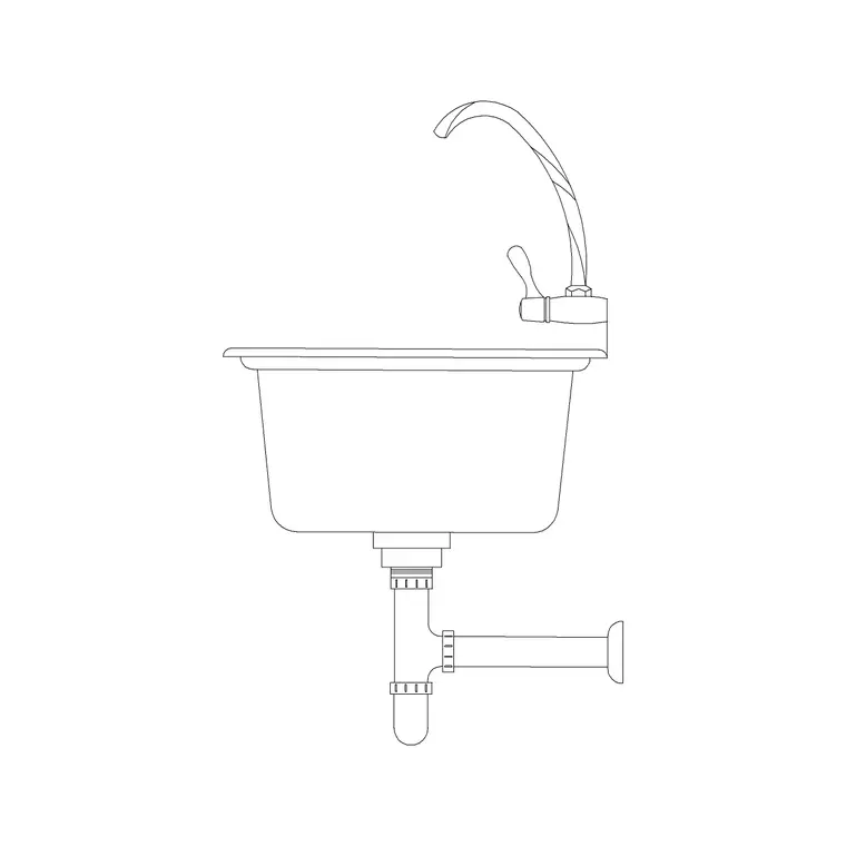 450mm Sink Elevation DWG CAD block thumbnail — sinks & faucets drawing
