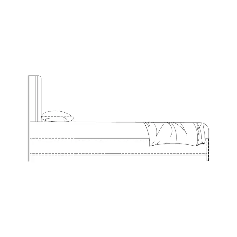 460 Mm High Bed Side Elevation DWG CAD block thumbnail — bedroom drawing